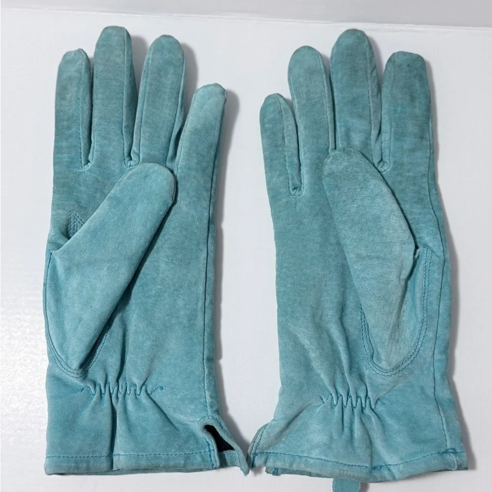 Suede Gloves Bright Aqua Teal SM